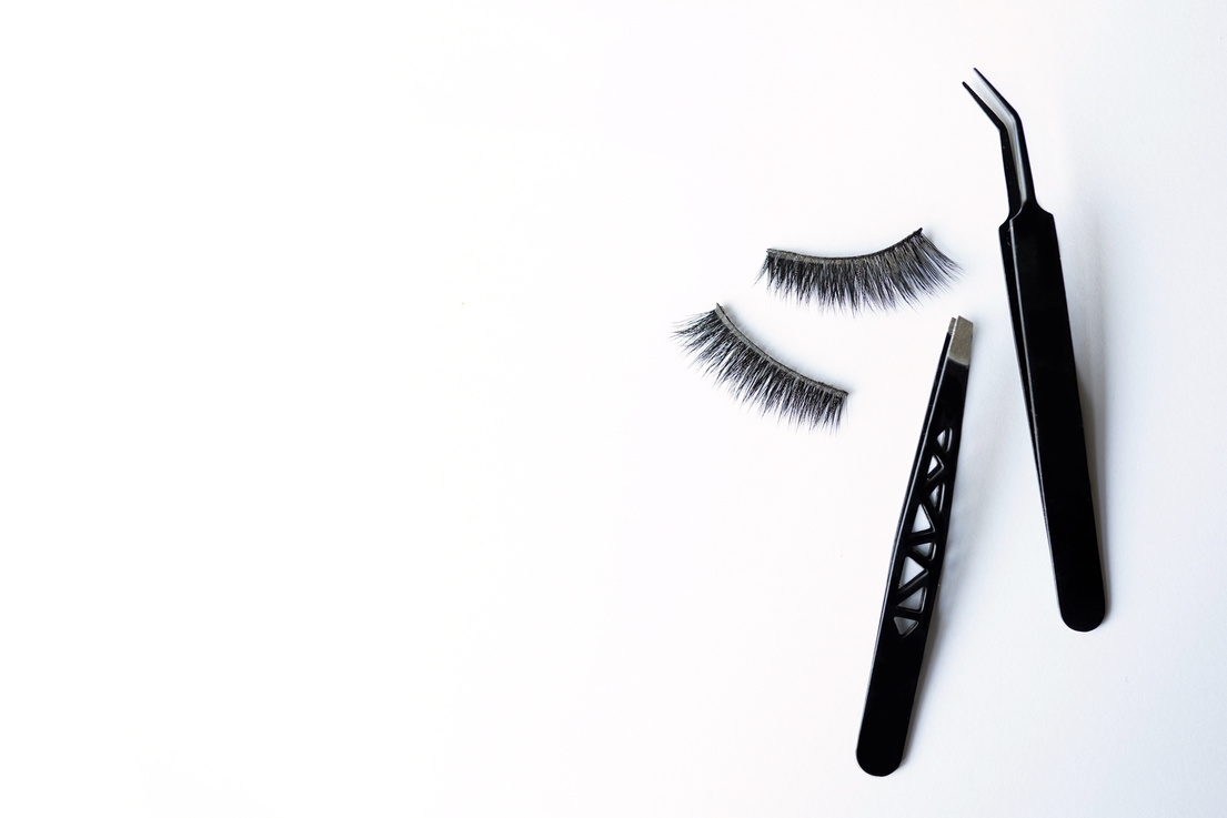 Eyelash Extension Tools on White Background. Accessories for Eyelash Extensions. Artificial Lashes.